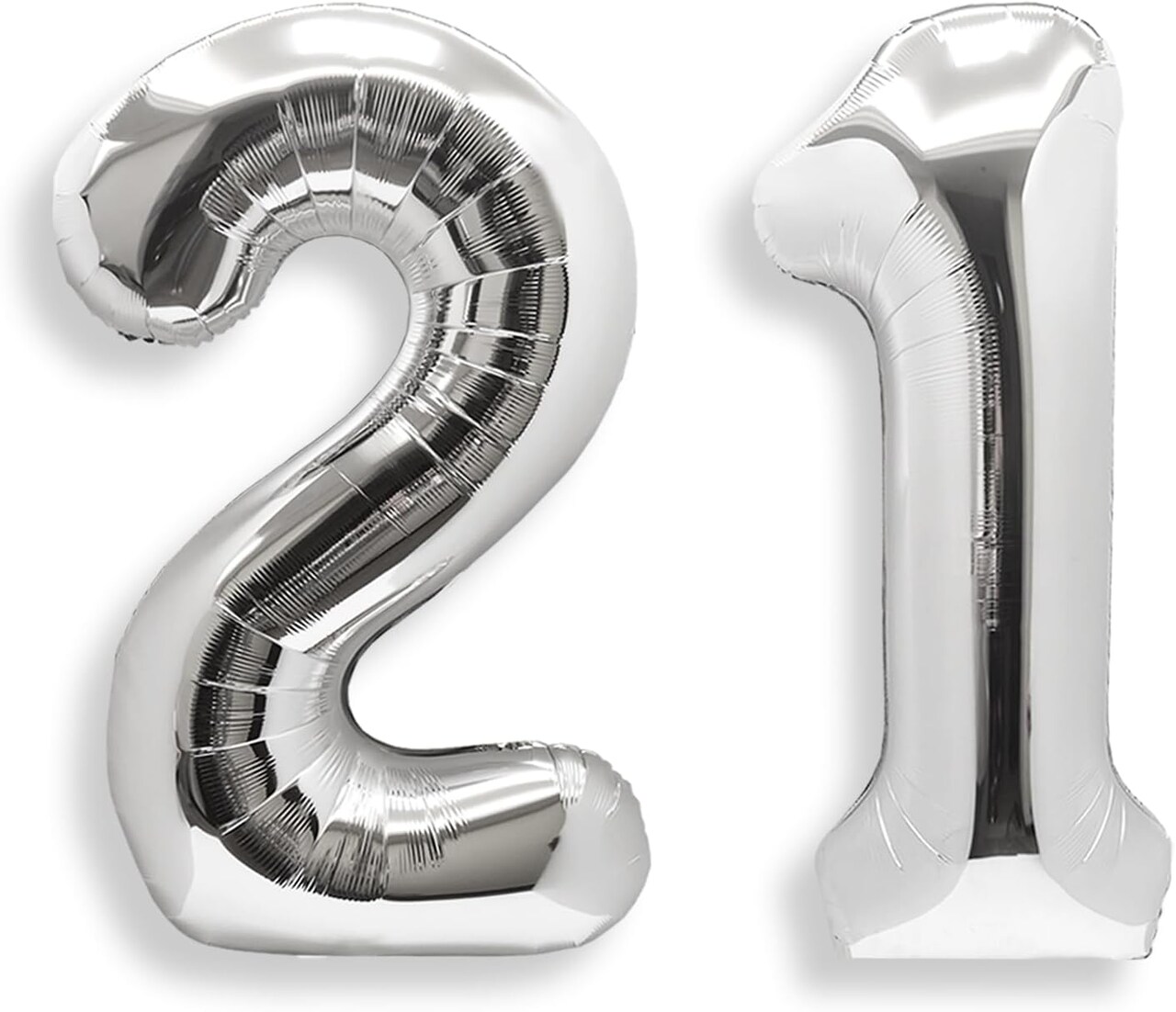 40 Inch Jumbo Silver Foil Mylar Number Balloons for Men Women 21st Birthday Party Decorations (Silver Numbers)
